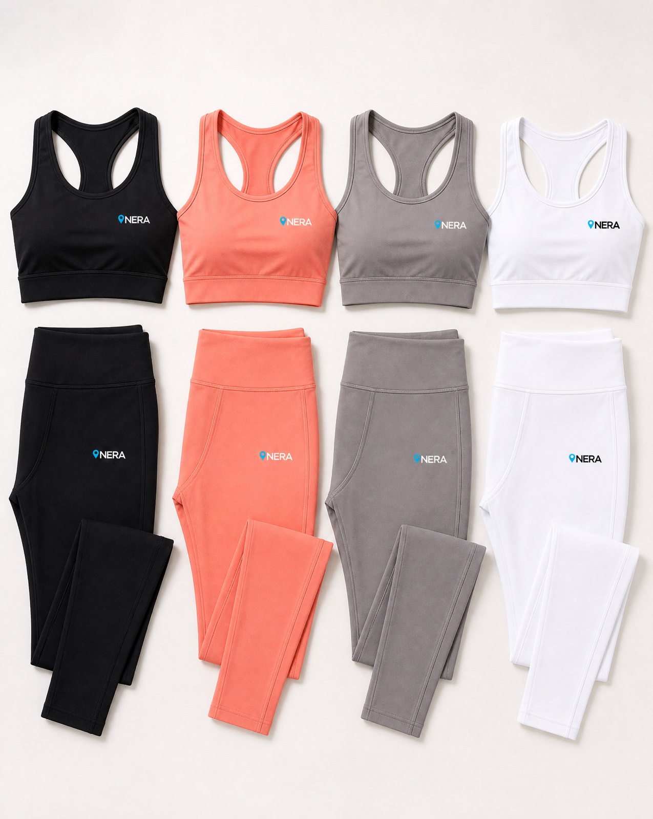 NERA Active performance leggings and sports bras in four colourways