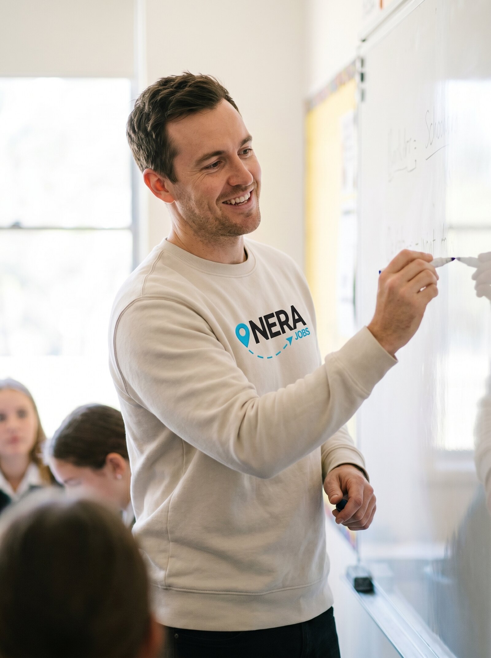 Relief teacher at the whiteboard in a NERA crew